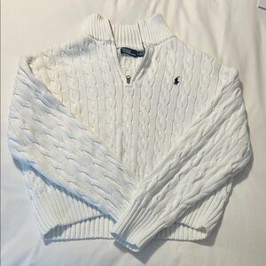 Polo by Ralph Lauren Women's White Cable Knit Quarter Zip